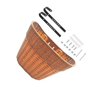 Panier De Vélo Avant Imperméable – Rotin Synthétique, Amovible, 33,5x24x22 Cm – Fixation Rapide Pour Guidon Adulte