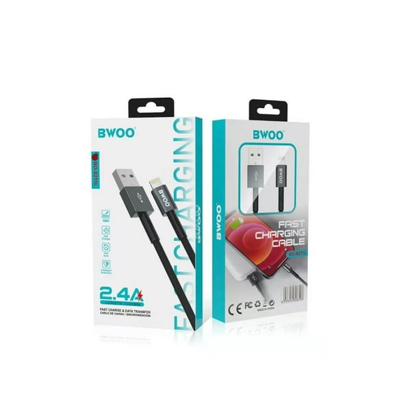 BWOO - USB to Lightning Cable, 1 Meter Length, Braided Nylon and Aluminum Alloy Shell, Black
