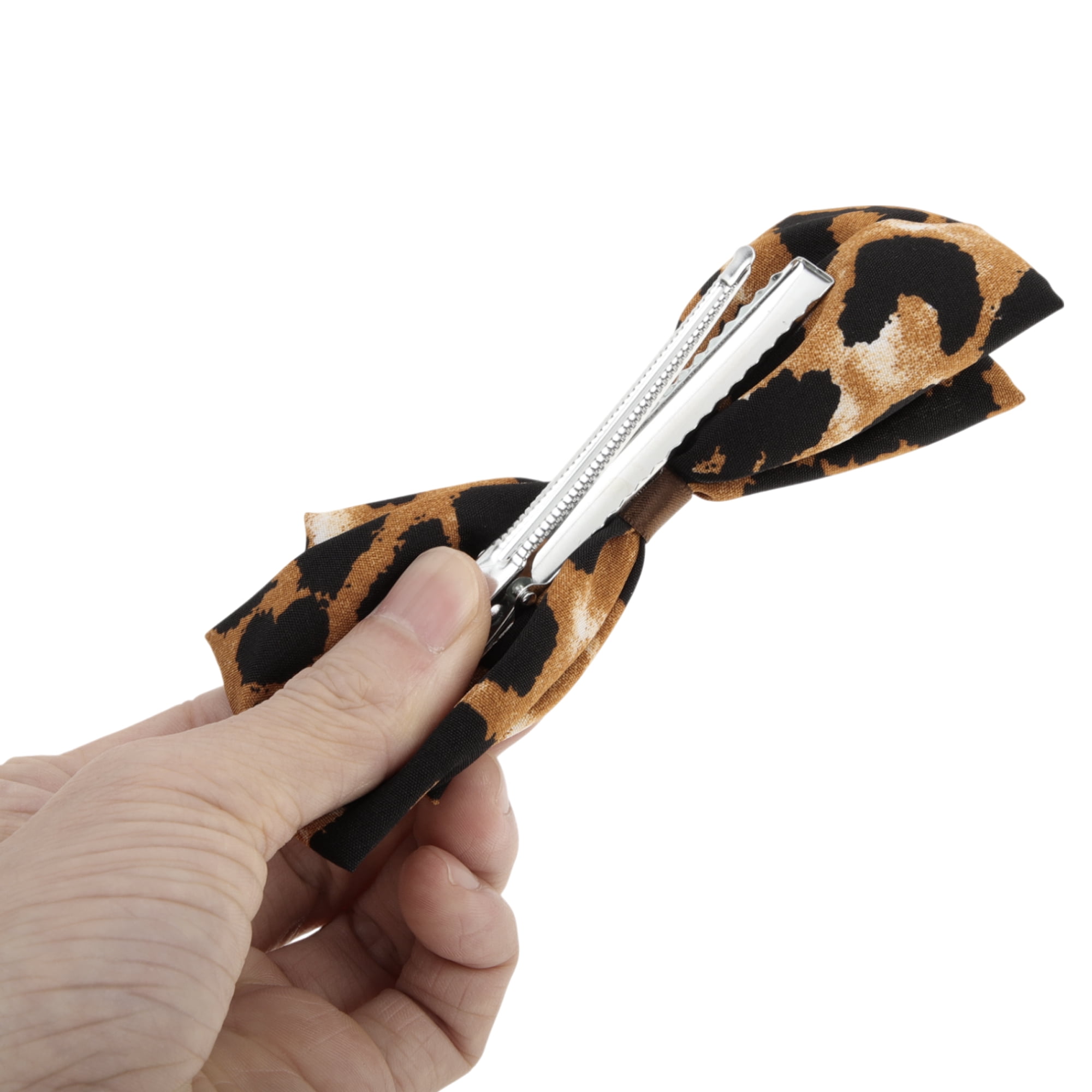Unique Bargains Leopard Print Hair Clips Women Hairdo Set 1 Yellow, Brown