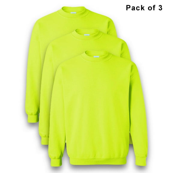 Gildan- High Visibility Safety Green Sweatshirt for Unisex | Heavy Blend Fleece Pullover Hi Vis Sweatshirt, 8oz, 50/50 Cotton/Polyester, Size 3XL, Pack of 3