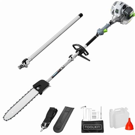 EAYSG 36cc Gas Powered Pole Saw with Extension Rod – 10-Inch Bar, 2-Stroke Engine, 6-8.7 ft Extendable Reach, Safety Lock & Shoulder Strap for Tree Trimming and Pruning