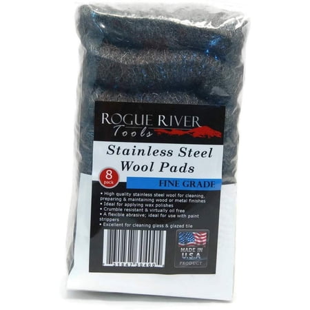 434 Stainless Steel Wool FINE Grade - 8 pad pack - by Rogue River Tools. Made in USA Oil Free Won t Rust. CHOOSE FROM ALL GRADES!