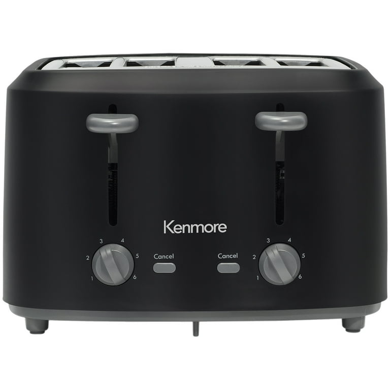 Kenmore 4-Slice Toaster, Red Stainless Steel, Dual Controls, Extra