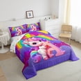 thumbnail image 3 of Manfei Rainbow Unicorn 3 Pieces Queen Comforter Set,Galaxy Stars Ultra Soft Bedding Sets,Monogrammed Letter Bedding Comforter Set,Lightweight Girls Bedroom Decor,Reversible, 3 of 8