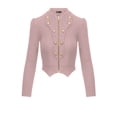 thumbnail image 2 of Women's Military Crop stretch Gold Zip up Blazer Jacket, 2 of 3