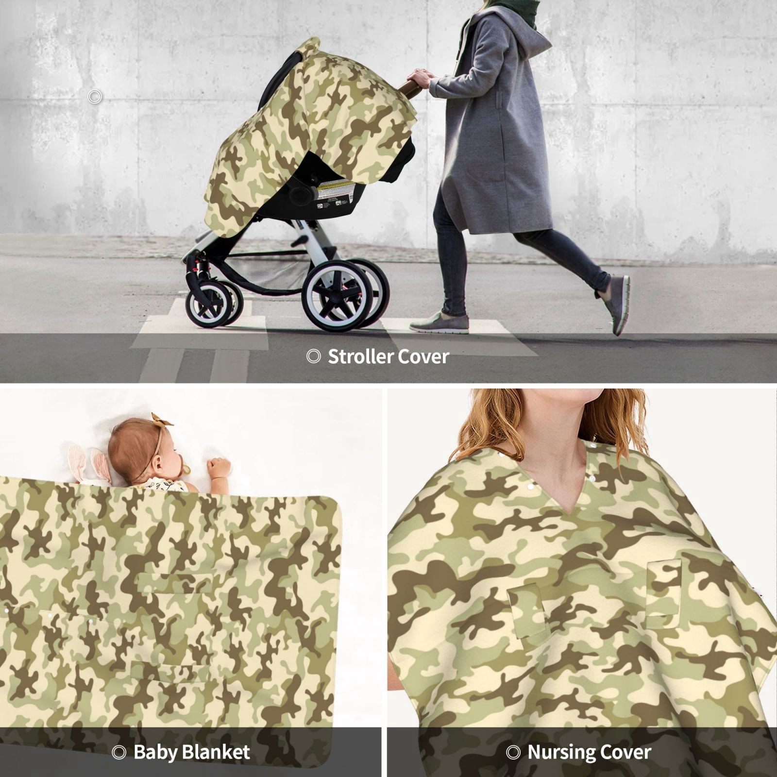Car Seat Cover Baby - Light Green Camouflage Breathable Infant Car Seat Cover for Baby Carseat, Lightweight Comfort Baby Essentials Must Haves Newborn Stuff for Girl Boy