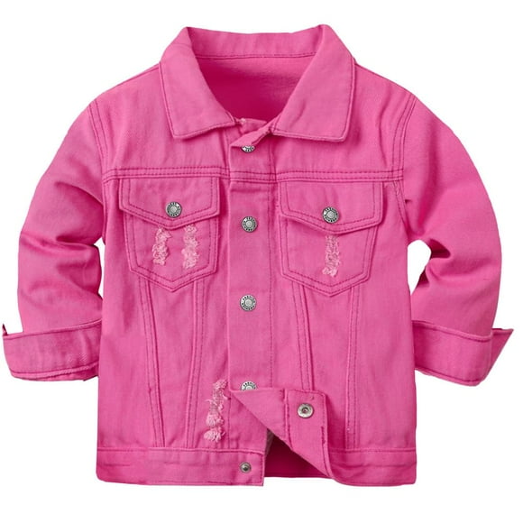 Chaqueta vaquera Cromoncent para niños y niñas, con botones a presión, rosa, 10-11Y