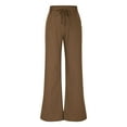 thumbnail image 4 of Ashirexll Casual Pants for Women, Wide Leg Pants Woman, Ladies Summer Comfortable Casual Pants Solid Color Mid Waist Drawstring Wide Leg Pants with Pockets, 4 of 7