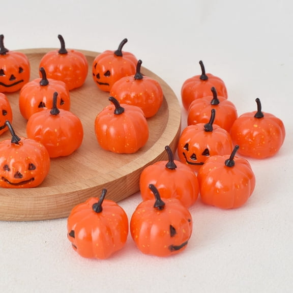 Halloween Mini Artificial Pumpkin Decor Set, 16Pcs Small Plastic Realistic Pumpkin Figurines for Tabletop Mantel Shelf Centerpiece Fall Thanksgiving Home Decoration Accent