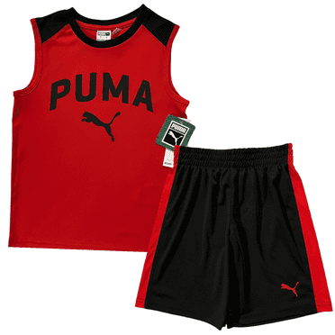Puma Little Boy's Shorts & T Shirt Set Size 6 Black/Red Breathable Quick Dry