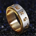 thumbnail image 3 of PAMTIER Men's 8mm Lucky Hollow Stainless Steel Buddhist Six Word Mantra Rotatable Ring Om Mani Padme Hum Worry Fidget Rings Silver Gold Size 9, 3 of 5