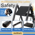 thumbnail image 2 of JaxShark 3-Step Folding Ladder with Tool Tray 500 lbs Steel Step Stool Non-Slip Pedal,Black, 2 of 7