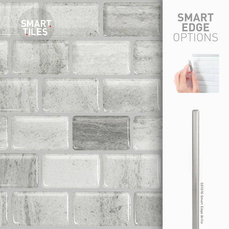 Smart Tiles 9.80'' X 9.74'' Self Adhesive 3D Peel and Stick Backsplash  Tiles Metallic Gray