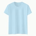 thumbnail image 4 of ORT Women's T Shirts Short Sleeve Solid Color Tops Casual Summer Fashion Tees(Light Blue,S), 4 of 5