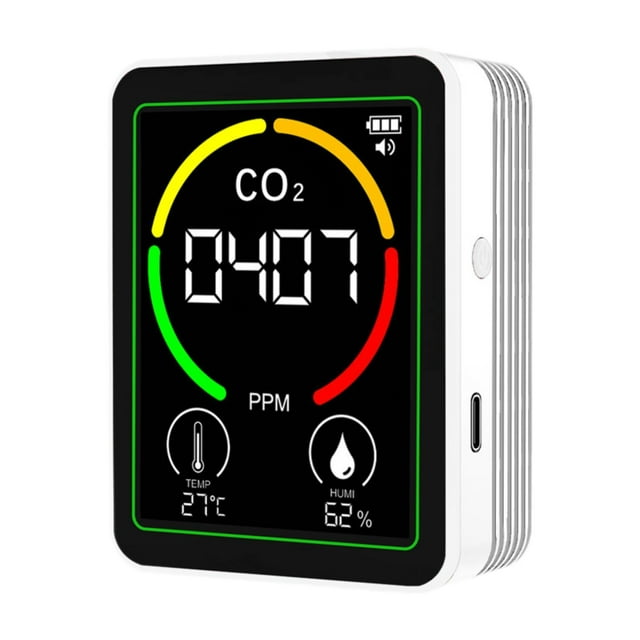 KLKCMS Air Quality Detector Professional Air Analyzer for Kitchen Greenhouse Office white