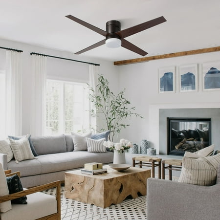 

52 Ceiling Fan w/ Remote & Light Flush Mount 4 Blades Bronze Base