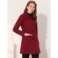 thumbnail image 3 of INSPIRE CHIC Manteau Trench d'Hiver pour Femme à Col Rabattu, Simple Boutonnage, Rouge Foncé, TP, 3 of 6