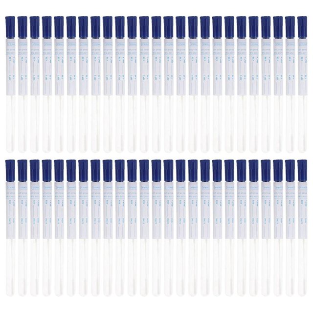 Paquete de 50 hisopos desechables para muestra orofaríngea, hisopos para muestra nasofaríngea flocados, recolección de muestras transparentes, transparentes