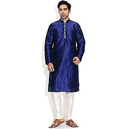 

Royal Kurta Men s Silk Blend Kurta & Churidaar Set Blue