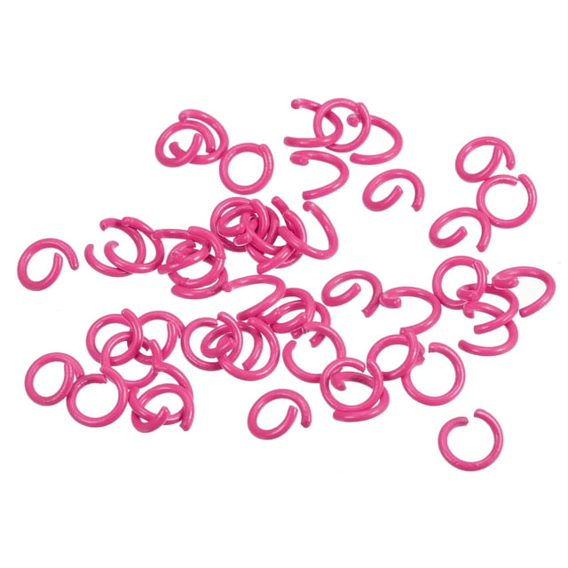 Unique Bargains Open Jump Rings, 8mm Colorful O-ring Connectors for DIY Crafts Jewelry Making, Carbon Steel, Rose Red, 100Pack