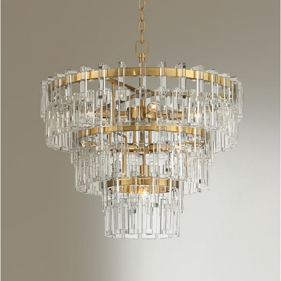 Vienna Full Spectrum Luxum Burnished Brass Chandelier 23 1/2" Wide Modern Tiered Crystal 8-Light Fixture for Dining Room House Foyer Kitchen Island