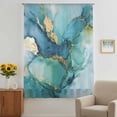 thumbnail image 3 of Turquoise Marble Sheer Curtains 45 Inches Long, Abstract Minimalist Art Ombre Blue Light Filering Curtains, Breathable Simi Curtain Privacy Drapes for Kitchen Bathroom Small Window Treatment, 3 of 9
