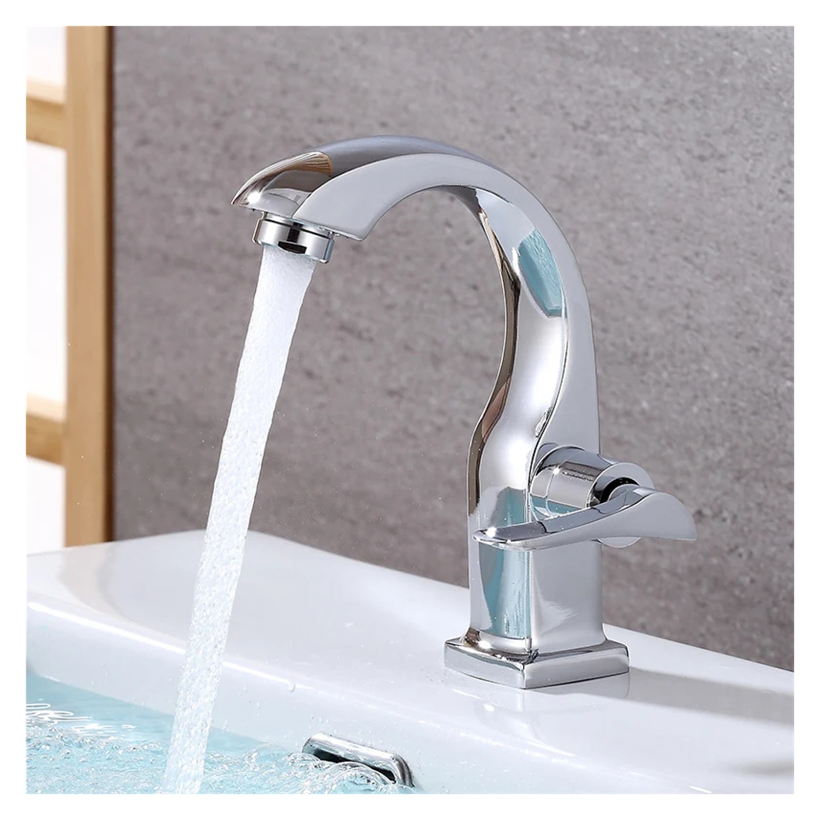 Only Cold Basin Faucet, Zinc Alloy Bathroom Water Faucet, Deck Mounted Basin Sink Water Taps, Chrome Kitchen Accessories
