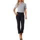 thumbnail image 2 of Blusa elegante de cuello para mujer INSPIRE CHIC, de manga corta, para trabajo y oficina, con botones, de satén, talla XS, color gris, 2 of 5
