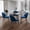 Blue, variant on Anchorhome 5-Piece Modern Round Wooden Dining Table Set with 4 Velvet Chairs, 35" Space-Saving Kitchen Furniture for Small Apartments & Coffee Table Set (Gray Top, Gray)