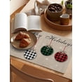 thumbnail image 5 of Christmas Theme Placemats Set of 4, Farmhouse Rustic Ornaments Plaid Balls Cotton Line Stain Resistant Table Mats Washable Holidays Placemat Decoration For Kitchen Dining Table Happy Holidays, 5 of 6