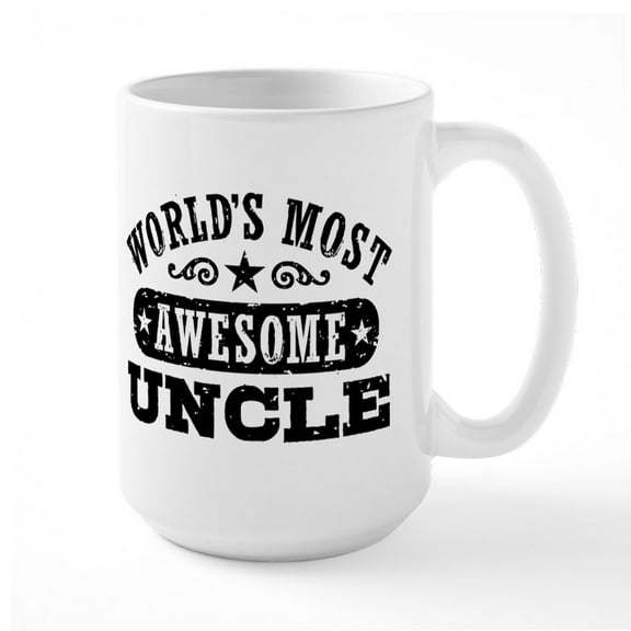 CafePress - World's Most Awesome Uncle Large Mug - 15 oz Ceramic Large White Novelty Mug