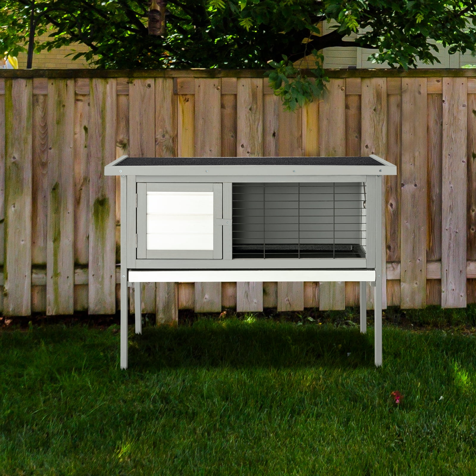 ZephyPaws 36" Single Deck Waterproof Wooden Chicken Coop Hen House Pet Animal Poultry Cage Rabbit Hutch Gray