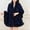 Blue, variant on Knitted Shawl Cloak for Women with Plaid Velvet and Thickened Wool Collar, Sleeveless Hooded Cape for Fall and Winter