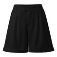 thumbnail image 4 of Athletic Shorts Women's High Waist Dress Shorts With Pleats Side Pockets Elastic Back Gym Shorts Women Black XL, 4 of 6