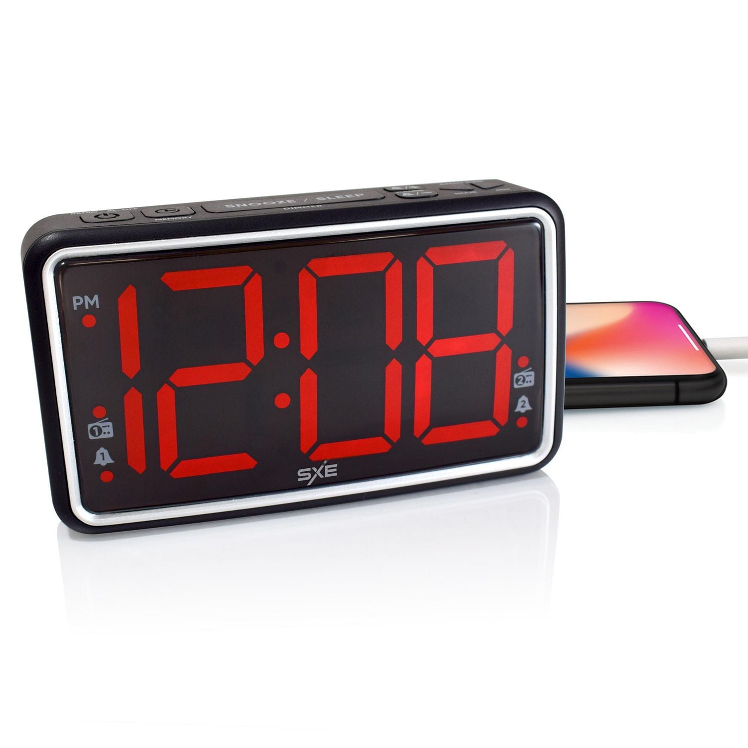 Radio-réveil SXE de 2.5 po à DEL avec 1 port de charge USB