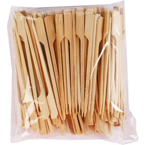 100PCS Food Skewers Grilling Fork Multifuntional Skewers Wood Meat Skewers Fruit Fork Suitable for Grilling BBQ