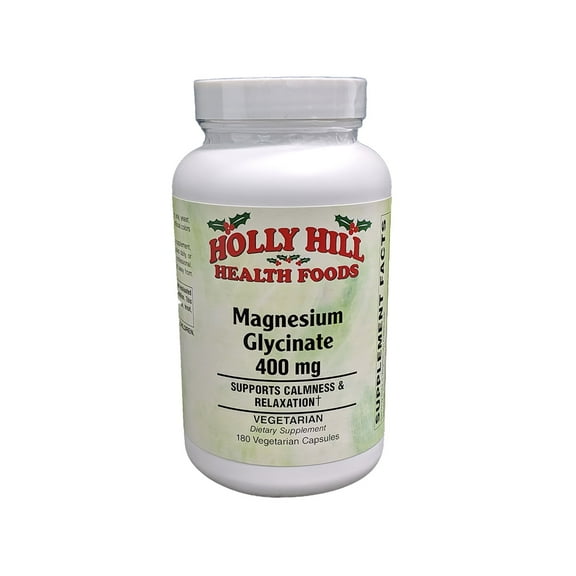 Holly Hill Health Foods Magnesium Glycinate 400mg, 180 Vegetable Capsules