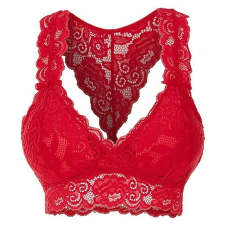 

Women s Seamless Full Lace Bra Comfort Lifting Underwear Thin Breathable Fashionable Hollow Bra S Red