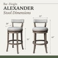thumbnail image 2 of Maven Lane Alexander Bar Stool, Reclaimed Oak Finish & Ash Grey Fabric, Set of 4, 2 of 6