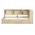 thumbnail image 5 of Tcbosik Daybed with Trundle, Twin Size Wood Bed Frame with Charging Station and Open Shelves for Living Room, Guest Room, Bedroom, Space Saving, Wood Color, 5 of 11