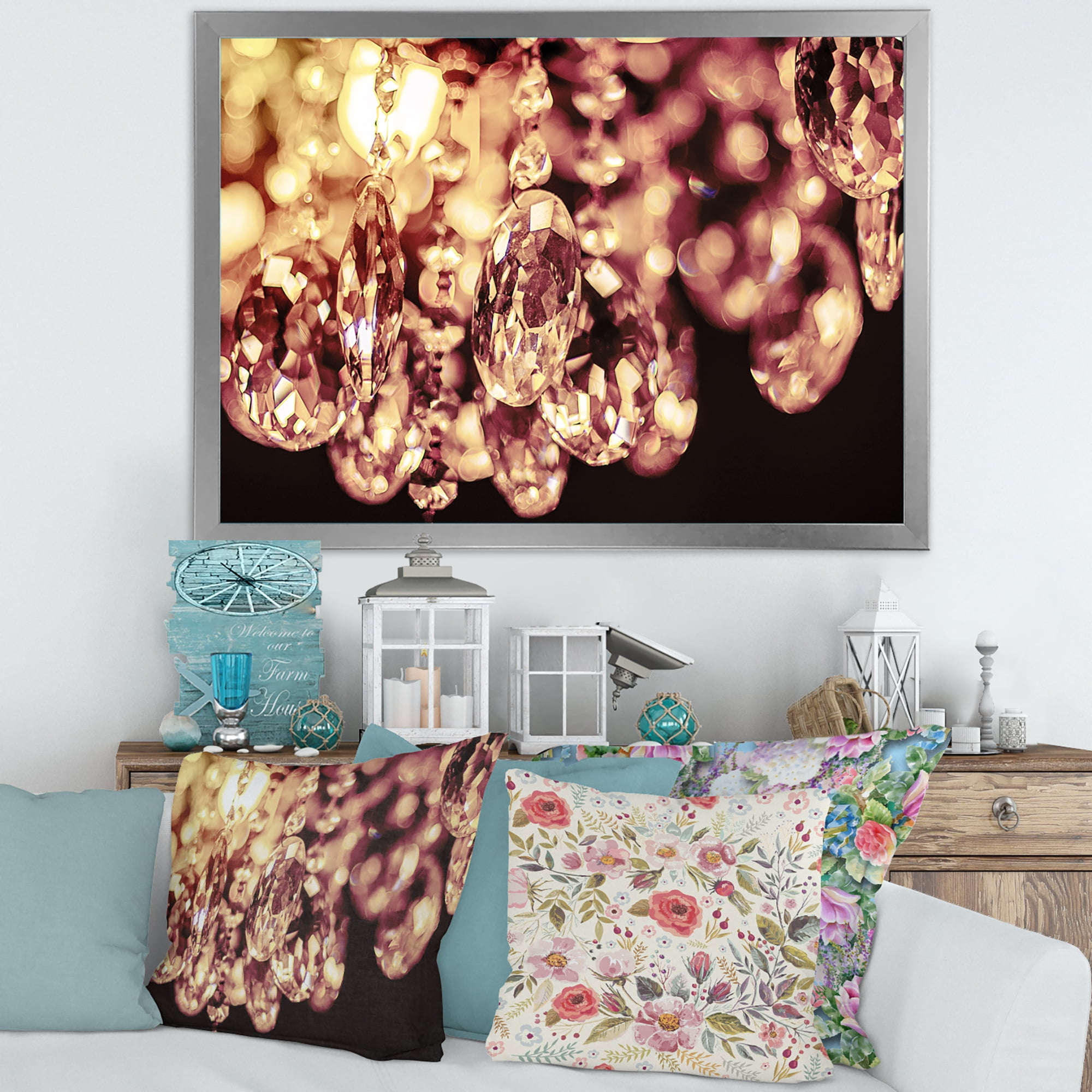 Designart 'Chandelier With Chrystak Hanging' Modern Framed Art Print