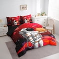 thumbnail image 4 of Manfei Teens Astronaut 7-Piece Bedding Comforter Set, Black Red Starry Sky King Bedding Sets, Mystic Outer Space Planet Reversible Bed Sheets, Lightweight Room Decor, 4 of 8
