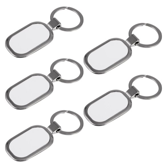 NICEXMAS 5Pcs Sublimation Keychain Metal Blank Key Chain Silver for Friends Family Bags