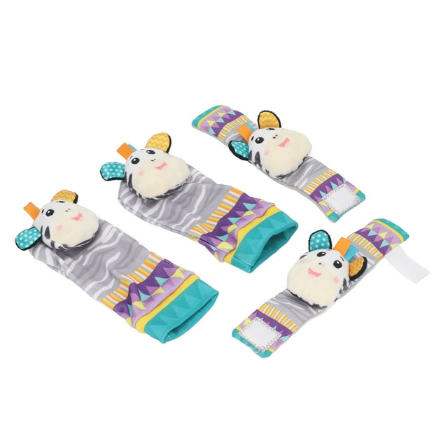 Baby Wrist Rattles Toy, Baby Wrist Rattles Toy Colorful Pattern Soft Early Educational Rattles Foot Finder Socks Set