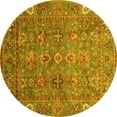 thumbnail image 1 of Ahgly Company Machine Washable Indoor Round Oriental Yellow Traditional Area Rugs, 4' Round, 1 of 4