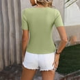 thumbnail image 4 of MPWEGNP Women's Short Sleeved Solid Color Round Neck Bottoming Ice Silk Slim Soft T Shirt Top Green M, 4 of 6