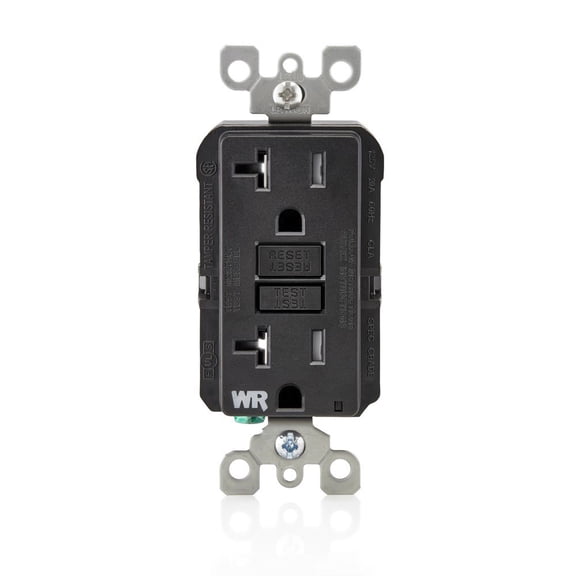 Leviton GFCI Weather-Resistant Outlet, 20 Amp, Self Test, Tamper-Resistant with LED Indicator Light, Outdoor Locations, GFWT2-E, Black