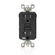 Leviton GFCI Weather-Resistant Outlet, 20 Amp, Self Test, Tamper-Resistant with LED Indicator Light, Outdoor Locations, GFWT2-E, Black