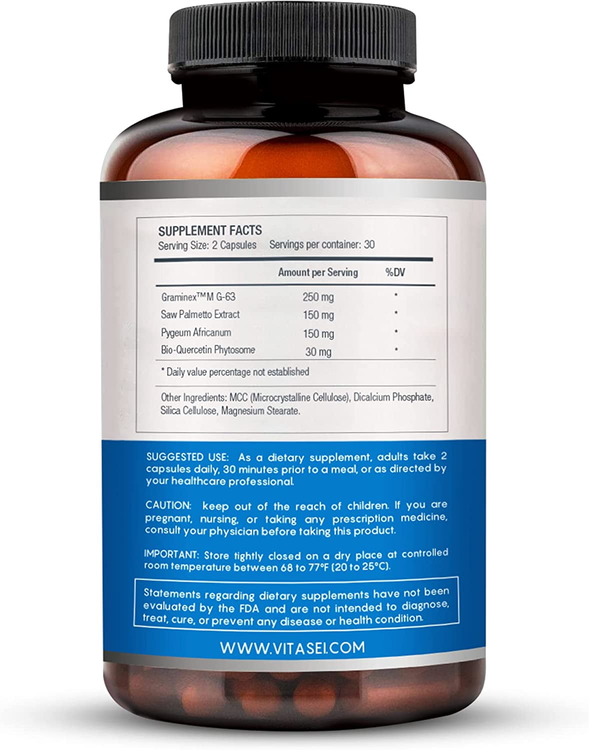 VITASEI Prostabionic Prostate Dietary Supplements for Men W/Saw Palmetto, Bio-quercetin & Pygeum Africanum, Reduce Bathroom Trips, Promotes Sleep & Better Bladder Emptying - 60 Capsules (Pack of 3)