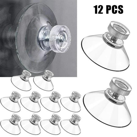 

12pcs 40mm Glass Sucker Wall Hanger Pads Clear Screw Hooks Suction Cup Holder